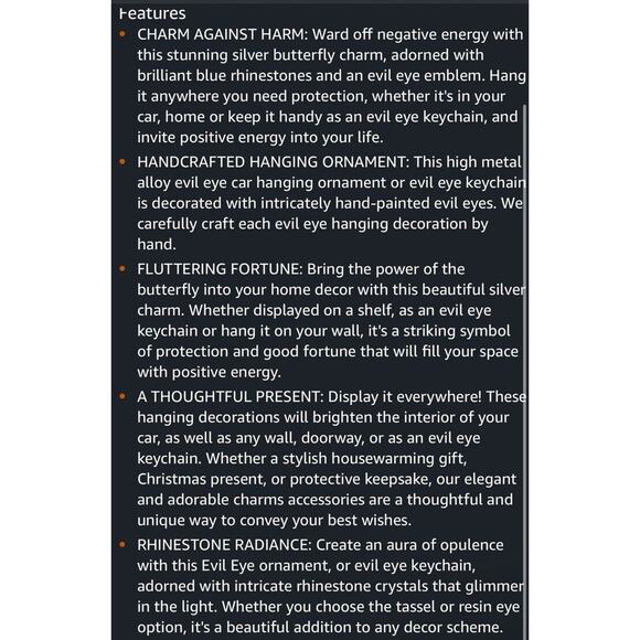 Evil Eye Ornament Butterfly Keychain Nazar 🧿 Lapis Glass Spiritual Protection - Picture 3 of 10